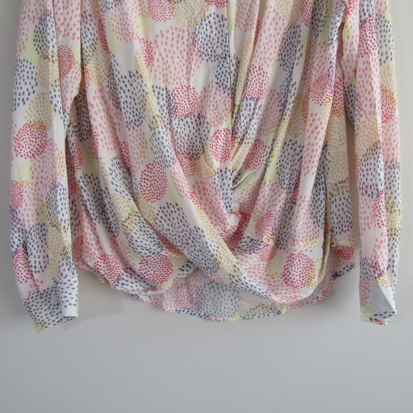 ANA Women's Abstract Print Surplice Top XL Tall Multicolor Boho Maximalist - Picture 3 of 10